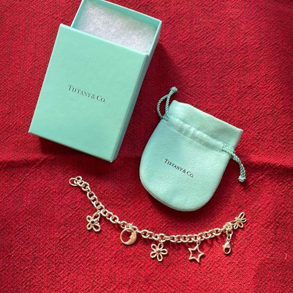 Tiffany & Co Sterling Silver Nature Flower Moon Butterfly Bracelet